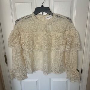 Lace Blouse Womens Medium Romantic Cottagecore Bohemian Coquette Victorian Poet